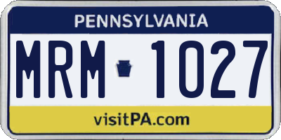 PA license plate MRM1027