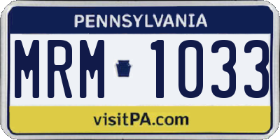 PA license plate MRM1033