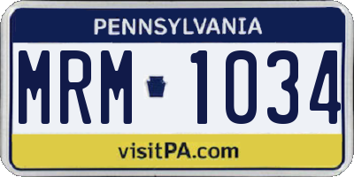 PA license plate MRM1034