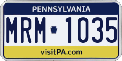 PA license plate MRM1035