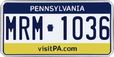 PA license plate MRM1036