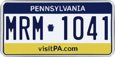 PA license plate MRM1041