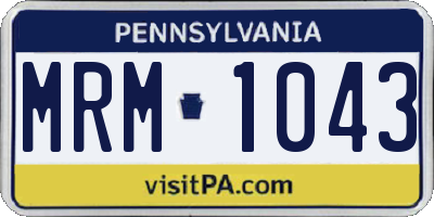 PA license plate MRM1043