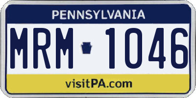 PA license plate MRM1046