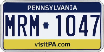 PA license plate MRM1047