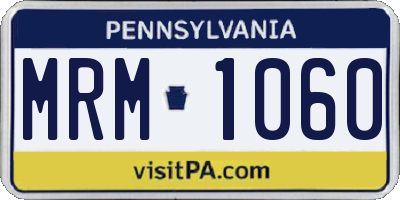 PA license plate MRM1060