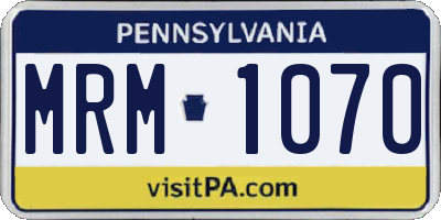 PA license plate MRM1070
