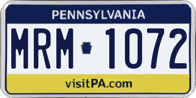 PA license plate MRM1072