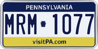 PA license plate MRM1077