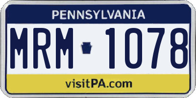 PA license plate MRM1078