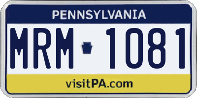 PA license plate MRM1081