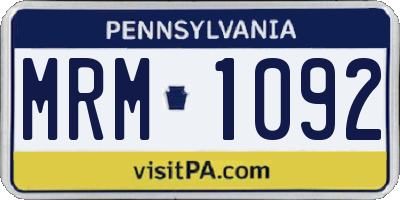 PA license plate MRM1092