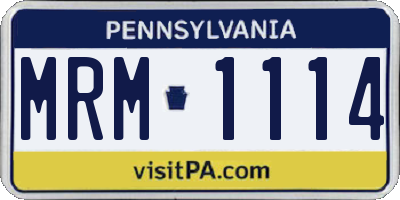 PA license plate MRM1114