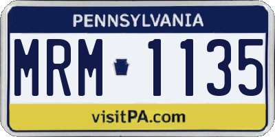 PA license plate MRM1135
