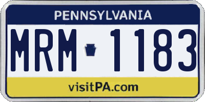 PA license plate MRM1183