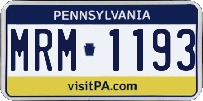 PA license plate MRM1193