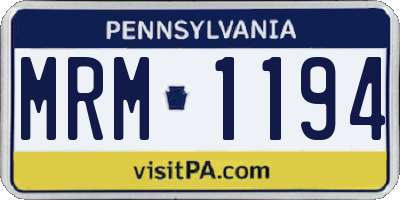 PA license plate MRM1194