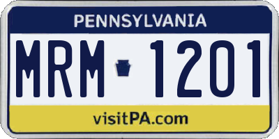 PA license plate MRM1201