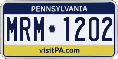 PA license plate MRM1202