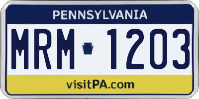 PA license plate MRM1203