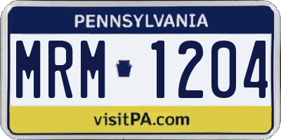 PA license plate MRM1204