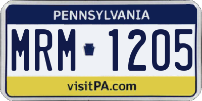 PA license plate MRM1205