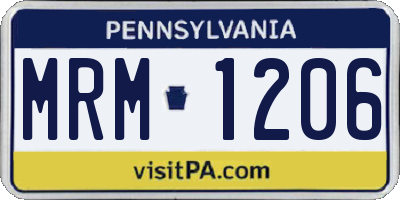 PA license plate MRM1206