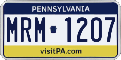 PA license plate MRM1207