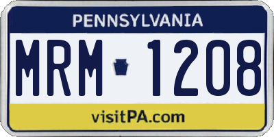 PA license plate MRM1208