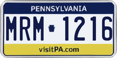 PA license plate MRM1216