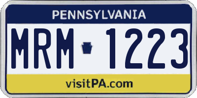 PA license plate MRM1223