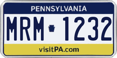 PA license plate MRM1232