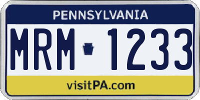 PA license plate MRM1233