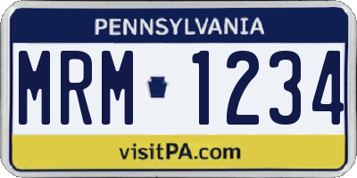 PA license plate MRM1234