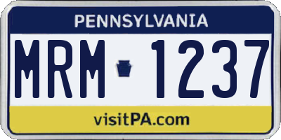 PA license plate MRM1237