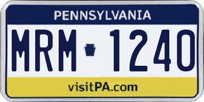 PA license plate MRM1240
