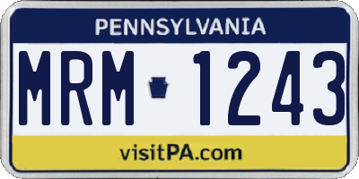 PA license plate MRM1243