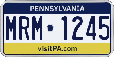 PA license plate MRM1245