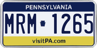 PA license plate MRM1265
