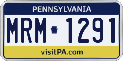 PA license plate MRM1291