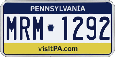 PA license plate MRM1292