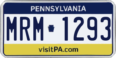 PA license plate MRM1293