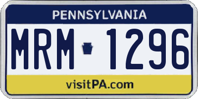 PA license plate MRM1296