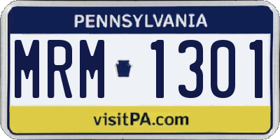 PA license plate MRM1301