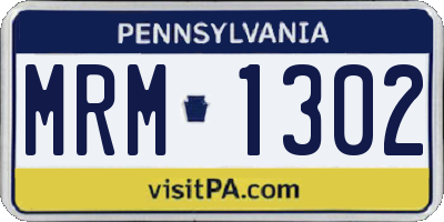 PA license plate MRM1302