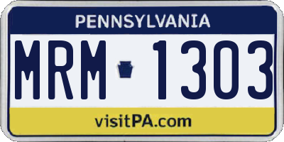 PA license plate MRM1303