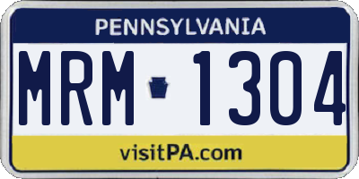PA license plate MRM1304
