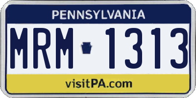 PA license plate MRM1313