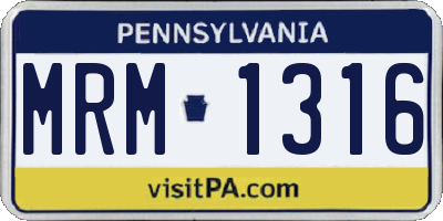 PA license plate MRM1316