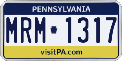 PA license plate MRM1317